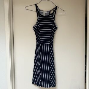 Planet Gold Navy Blue and White Sleeveless Mini Dress